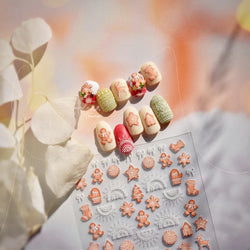 Bowknot Glove Socks Elk House Gingerbread Man Self Adhesive Nail Art Stickers Snowflake Christmas Tree Rhinestone Manicure Decal (Online Order Only)