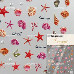 Beach Colourful Conch Dolphin Shell Starfish Jellyfish Star Summer Sea Wave Vacation Mode Water Bubble Nail Art Stickers Decals (Online Order Only)