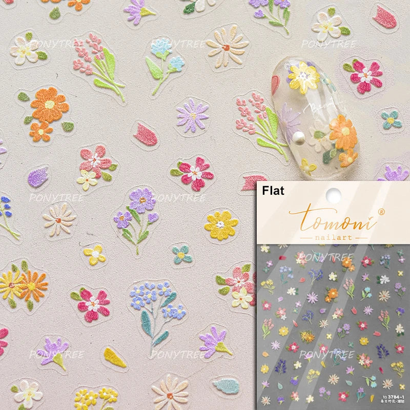 Gold Foil Dried Flowers Leaf Floral Print Daisy Rose Flower Peach Blossom Adhesive Nail Art Decoration Sticker Manicure Decals (ONLINE ORDER ONLY)