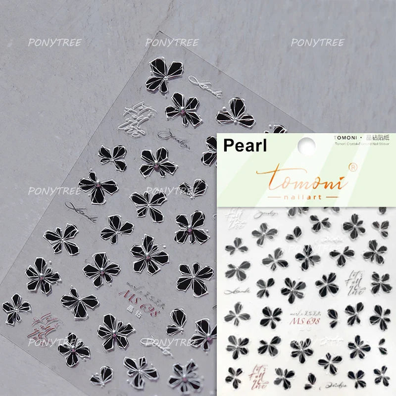 Romantic Cherry Blossom Sakura Flower Petal Leaf Self Adhesive Nail Art Stickers Rhinestone Shiny Flat Petalage Manicure Decals (ONLINE ORDER ONLY)