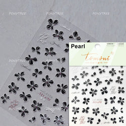 Delicate Chic White Flower Jelly Green Leaves Red Fruits Lily Gardenia Self Adhesive Nail Art Stickers Rhinestone Manicure Decal (Online Order Only)