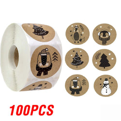100-500Pcs Gold Snowflake Christmas Stickers Candy Bag Envelopes Sealing Label Christmas Gifts Box Decorations Sticker (ONLINE ORDER ONLY)