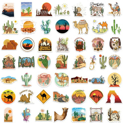 50Pcs Cartoon Desert Outdoor Geography Stickers Guitar Kids DIY TOY Car Moto Skateboard Snowboard Luggage Decal Sticker (Online Order Only)