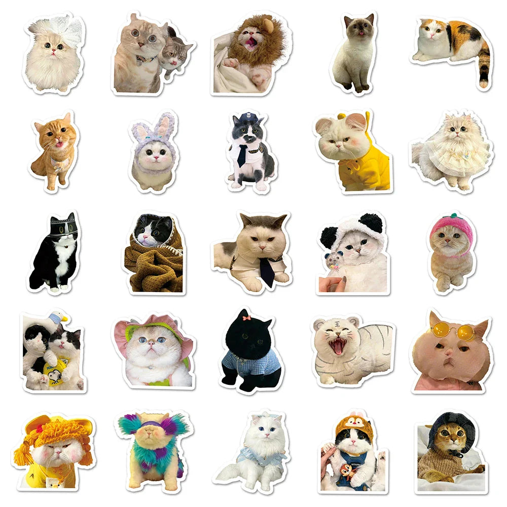 10/30/50/100PCS Kawaii Cats Stickers Cute Kitten Decals Toys DIY Phone Laptop Scrapbook Stationery Fridge Car Funny Meme Sticker (Online Order Only)