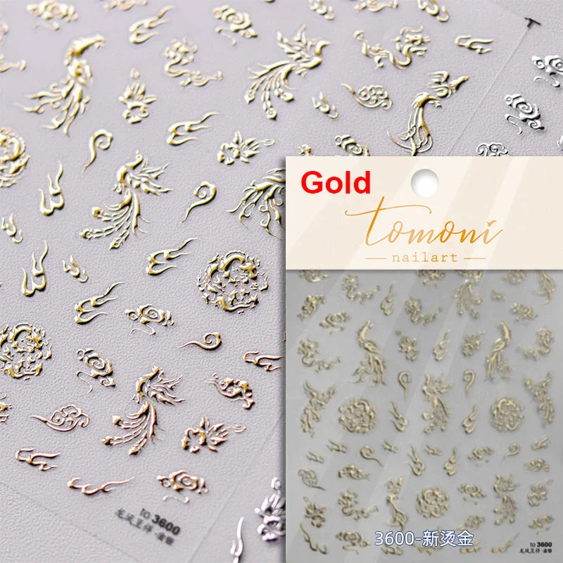 Charming White Shiny Pearl Rhinestone Wings Feathers Crown Moon Stars 3D Self Adhesive Nail Art Sticker Manicure Decal Wholesale (ONLINE ORDER ONLY)