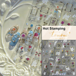 Watercolor Style Rose Flower Colored Rosa Chinensis 3D 5D Flat Reliefs Charming Self Adhesive Nail Art Stickers Manicure Decals (ONLINE ORDER ONLY)