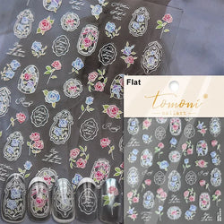 Pale Flower Bouquet Label Bowknot Stationery Sunflower Daisy Leaf 3D Self Adhesive Nail Art Stickers Rhinestone Manicure Decals (Online Order Only)