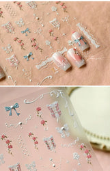 Retro Lace Corset Laced Bodice Wrap Top British Classical Dress Bowknot Rose Star Key Adhesive Nail Art Sticker Manicure Decals (ONLINE ORDER ONLY)