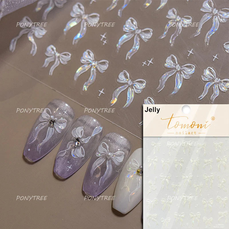 Bowknot Ribbon Butterfly Jelly Shiny Sparkling Delicate Charming Bow Tie 5D Nail Art Decorations Stickers DIY Manicure Decals (ONLINE ORDER ONLY)