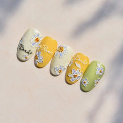 Flowers in Bloom Cosmos Chrysanthemum Daisy White Petal Yellow Stamen Self Adhesive Nail Art Decorations Sticker Manicure Decals (ONLINE ORDER ONLY)