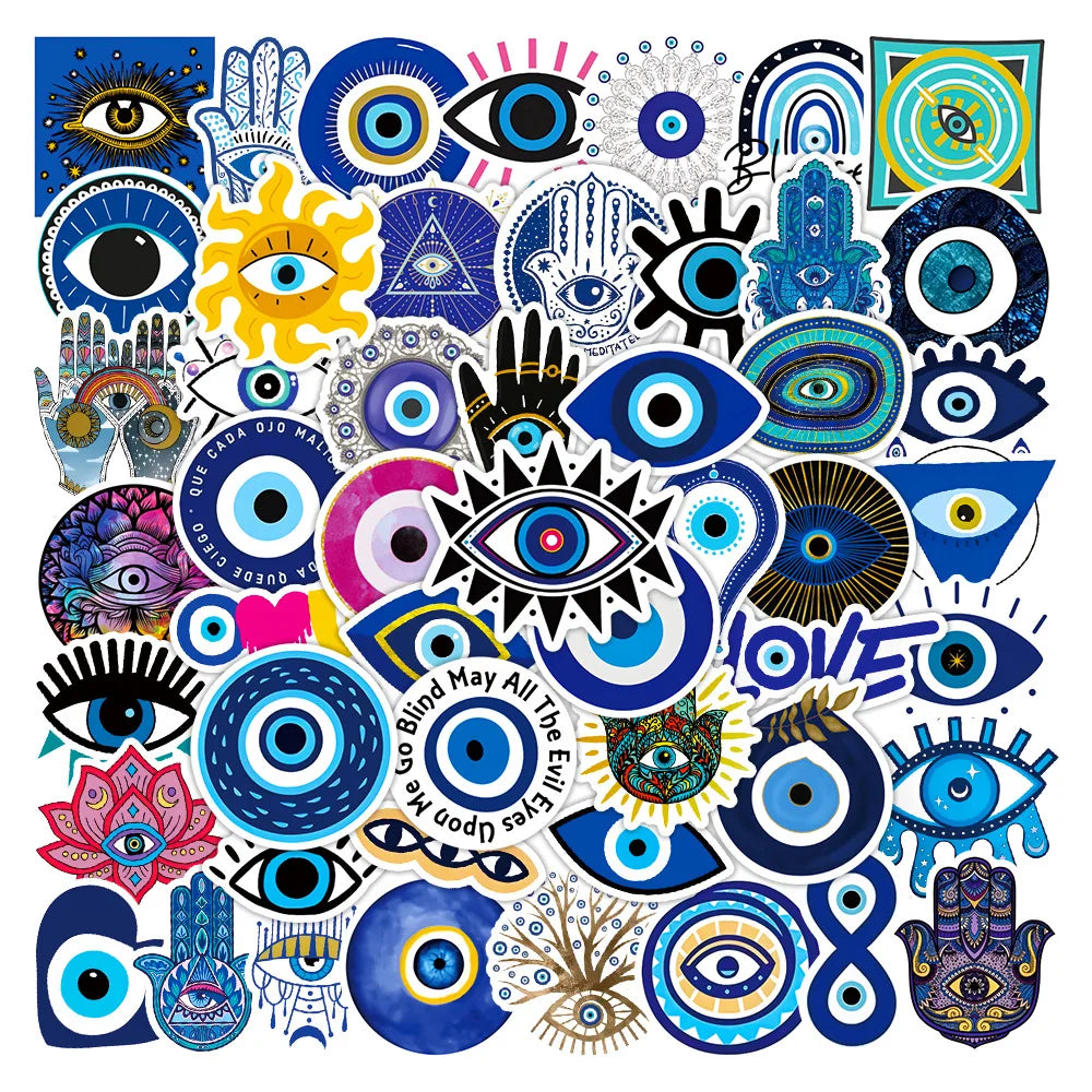 Evil Eye Stickers 10/30/50pcs Aesthetic Graffiti Decals for Skateboard Laptop Guitar Luggage Phone Bike (Online Order Only)