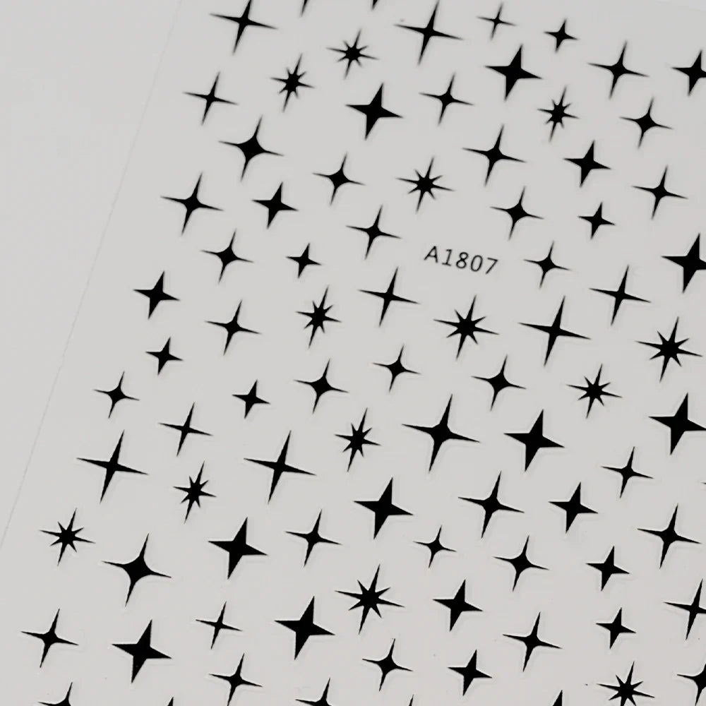 1 Sheet Star Nail Art Stickers 3d Self Adhesive Nail Decals Black White Golden Silver Color Star Design Nail Supplies Accessory (ONLINE ORDER ONLY)