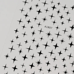 1 Sheet Star Nail Art Stickers 3d Self Adhesive Nail Decals Black White Golden Silver Color Star Design Nail Supplies Accessory (ONLINE ORDER ONLY)