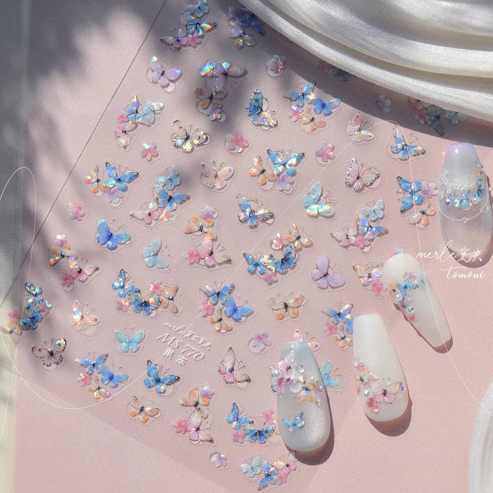 Colourful Butterfly Insect Animals Charming Jelly Special Workmanship 5D Soft Relief Adhesive Nail Art Stickers Manicure Decals (Online Order Only)
