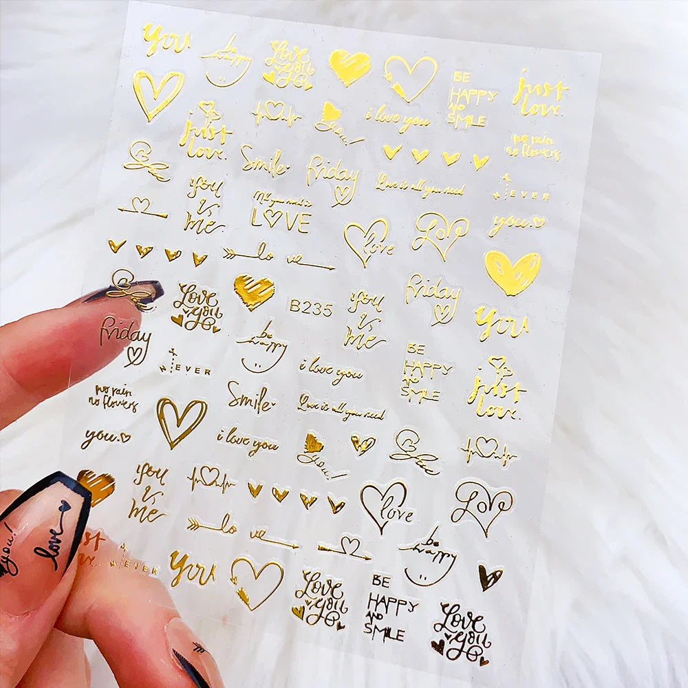 1PC Heart Love Design 3D Nail Art Sticker English Letter Self-Adhesive Slider Valentine's Day DIY Manicure Tips Accessories Tool (ONLINE ORDER ONLY)