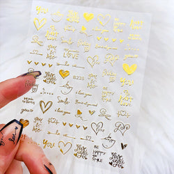 1PC Heart Love Design 3D Nail Art Sticker English Letter Self-Adhesive Slider Valentine's Day DIY Manicure Tips Accessories Tool (ONLINE ORDER ONLY)