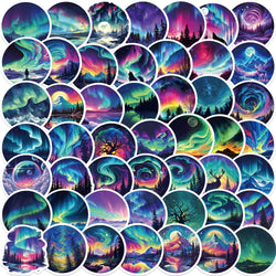 50Pcs Northern Lights Waterproof Stickers for Guitar, Suitcase, Phone, Laptop Decoration (Online Order Only)