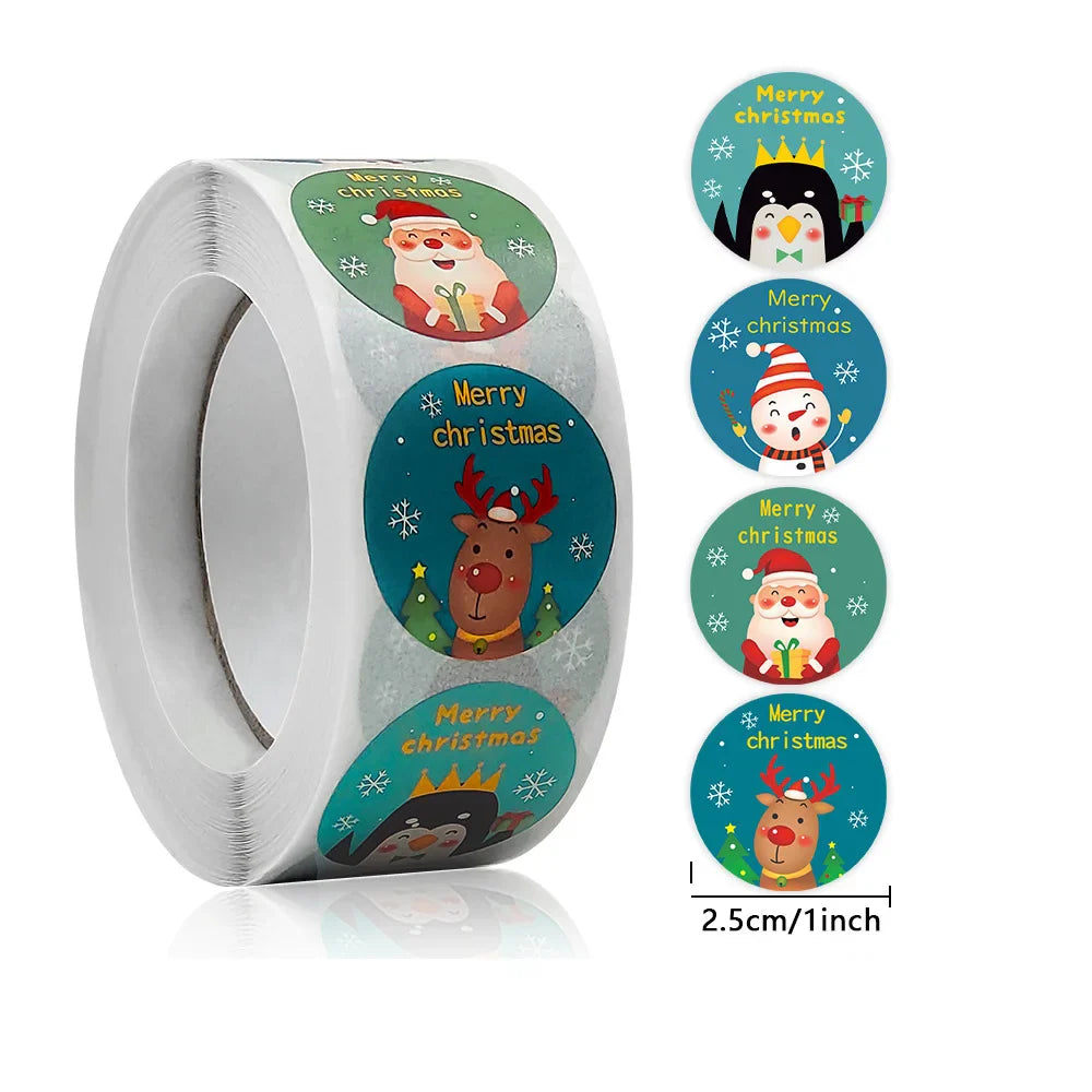 500 Pcs/Roll Merry Christmas Santa Claus Sticker Gift Decoration Sealing Stickers Children's Reward Sticker (ONLINE ORDER ONLY)
