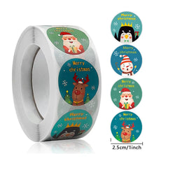 500 Pcs/Roll Merry Christmas Santa Claus Sticker Gift Decoration Sealing Stickers Children's Reward Sticker (ONLINE ORDER ONLY)