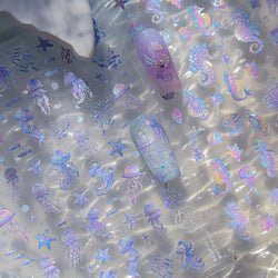 Jellyfish Schools of Fish Shoal Mermaid Tail Seahorse Dreamy Ocean Starfish Shell Coral Adhesive Nail Art Sticker Manicure Decal (ONLINE ORDER ONLY)