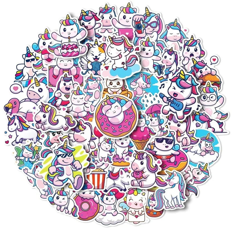 Unicorn Star Stickers Decals for Water Bottle, Suitcase, Laptop, Phone, Car, Skateboard, Motorcycle - 10/25/50pcs (ONLINE ORDER ONLY)