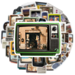 10/50Pcs Vintage TV and Computer Stickers Cartoon Graffiti Stickers Laptop Luggage Scrapbook Diary Phone Guitar Sticker Kid Toy (Online Order Only)