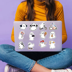 50pcs Funny Cartoon Ghost Stickers For Luggage Guitar Phone Diary Waterproof Graffiti Kids Toy DIY Cute Spooky Laptop Decals﻿ (ONLINE ORDER ONLY)