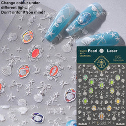Romantic Mermaid Tail Water Bubbles Seahorse Shell Starfish Coral Pearl Pendant Self Adhesive Nail Art Stickers Manicure Decals (Online Order Only)