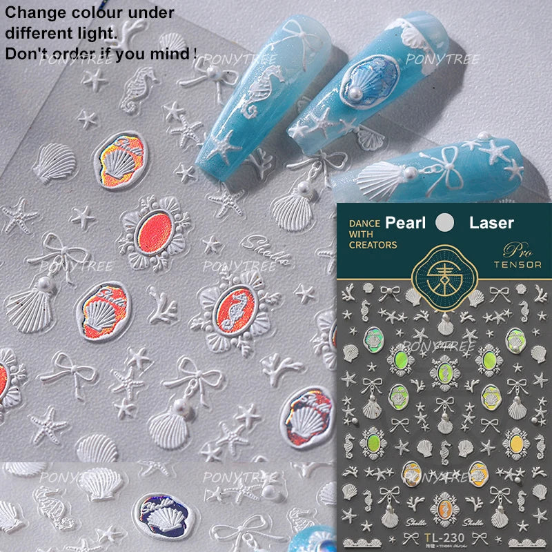 Lotus Flower Leaf Goldfish Ripple Wavelet Water Droplet Lotus Pond Brocaded Carp Self Adhesive Nail Art Stickers Manicure Decals (Online Order Only)