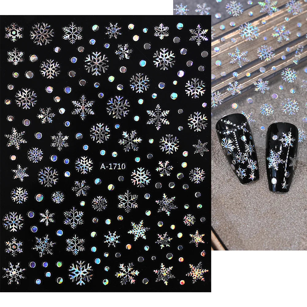 3D Snowflake Nail Art Decals Sliver Bronzing 3D Christmas Nail Art Decoration Self Adhesive Winter Christmas New Year Slides Y2K (ONLINE ORDER ONLY)
