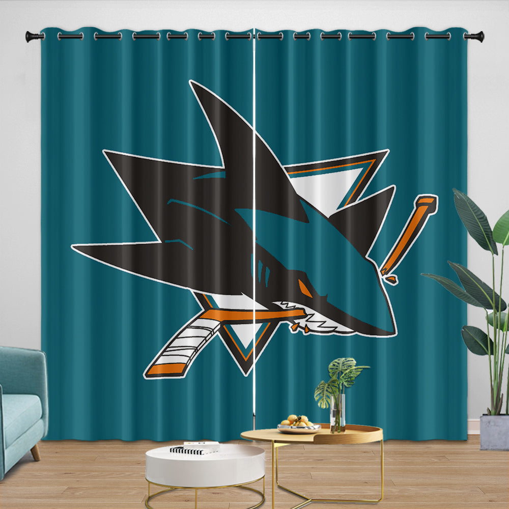 San Jose Sharks Curtains Blackout Window Drapes Room Decoration (Online Order Only)