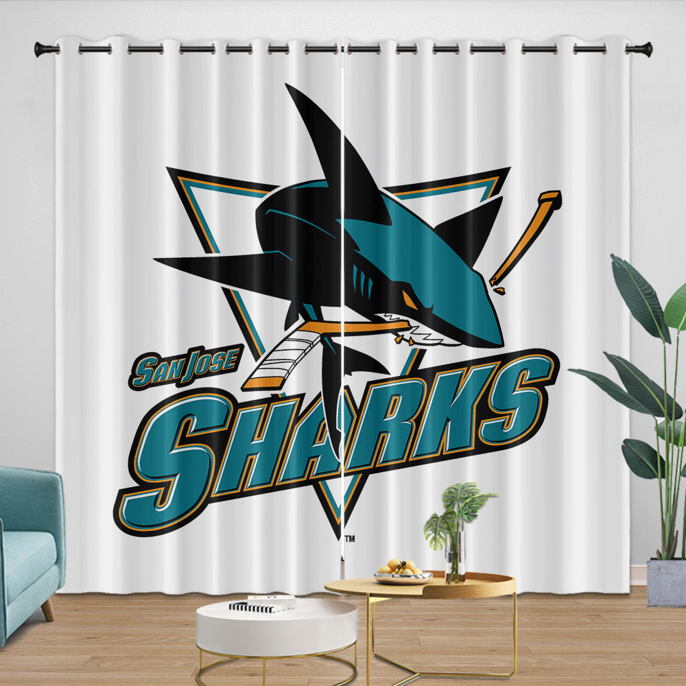 San Jose Sharks Curtains Blackout Window Drapes Room Decoration (Online Order Only)