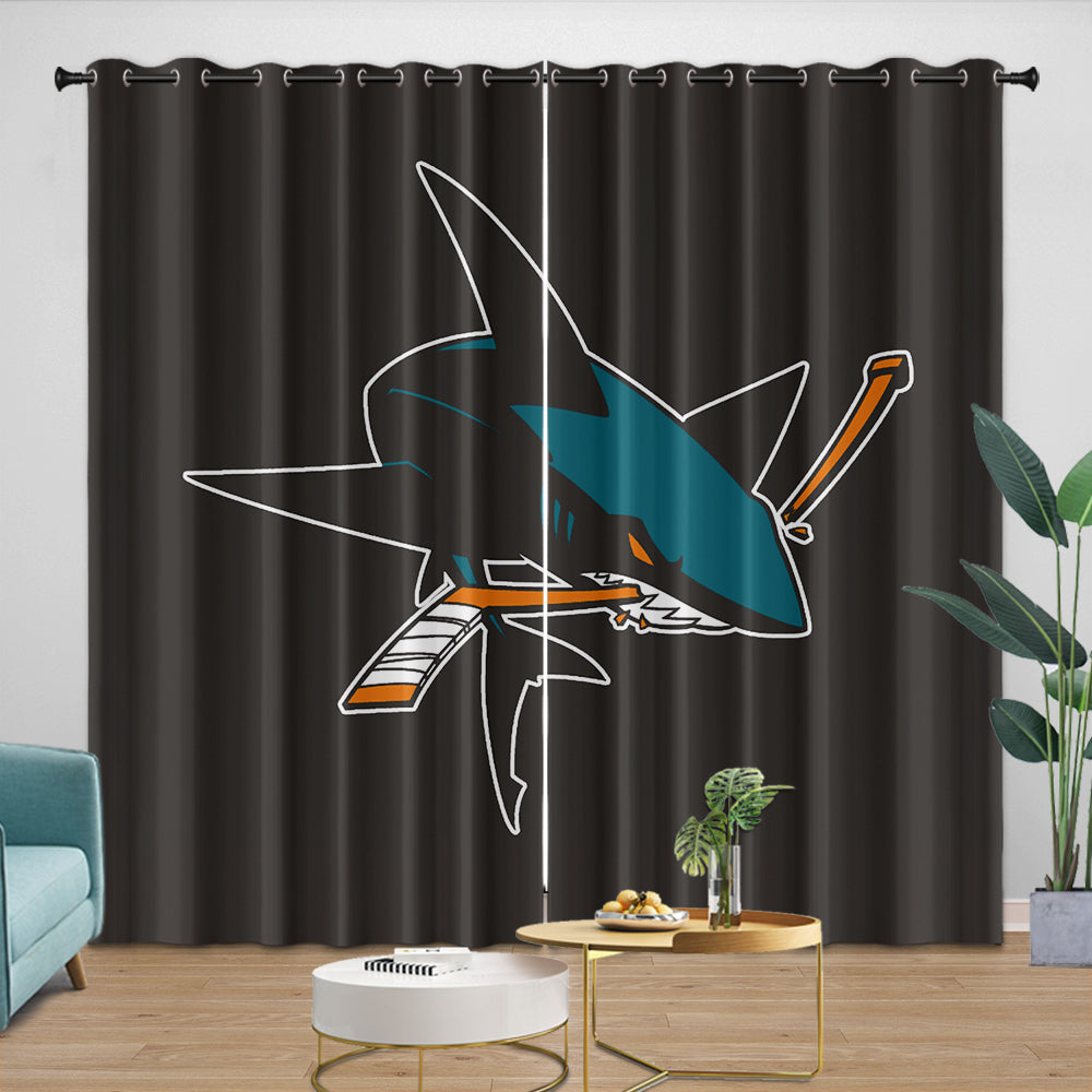 San Jose Sharks Curtains Blackout Window Drapes Room Decoration (Online Order Only)