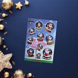 Santa in a Snow Globe Christmas Sticker Sheet 10 Stickers (ONLINE ORDER ONLY)