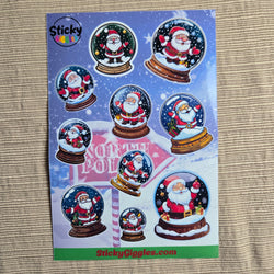 Santa in a Snow Globe Christmas Sticker Sheet 10 Stickers (ONLINE ORDER ONLY)