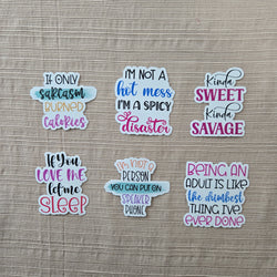 Sarcastic Funny Quote Stickers (ONLINE ORDER ONLY)