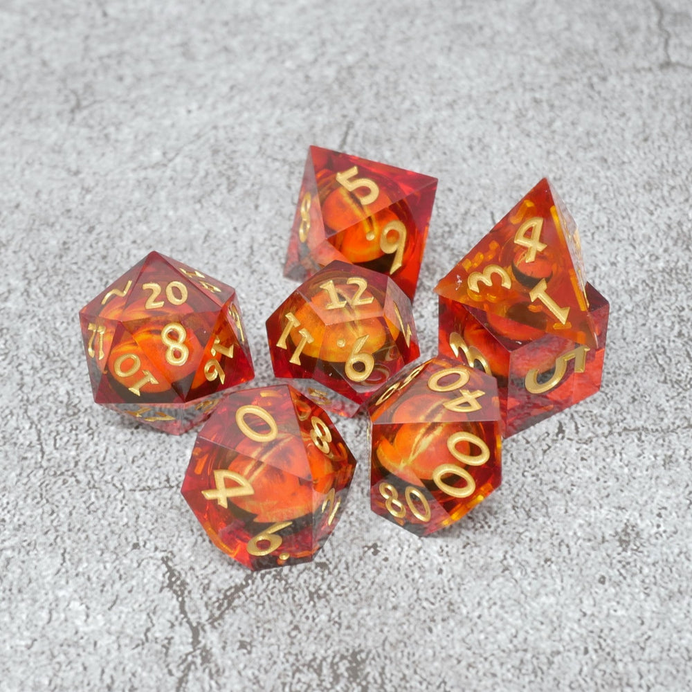 Sauron's Eye |  7 Piece Moving Eye DnD Dice Set | Acrylic RPG Gaming Dice (ONLINE ORDER ONLY)