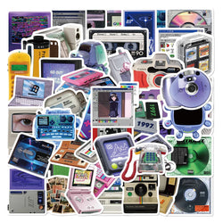 Vintage Phone CD Tape Stickers Retro Decal Waterproof for Motorcycle Luggage Laptop Fridge (ONLINE ORDER ONLY)