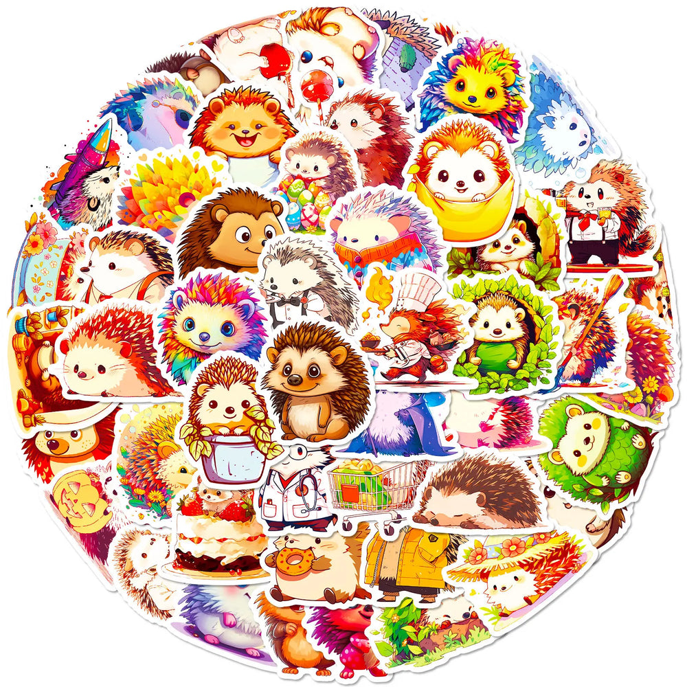 Hedgehog Cartoon Stickers for Scrapbook, Water Bottle, Laptop, Guitar - 10/25/50pcs (Online Order Only)