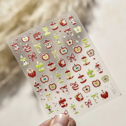 Shiny Attractive Apple Core Peel Cute Fruits Bowknot Tie Star Self Adhesive Nail Art Stickers Charming Rhinestone Manicure Decal (ONLINE ORDER ONLY)