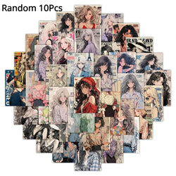 10/30/60PCS Cartoon Cute Anime Girl Stickers Aesthetic DIY Laptop Phone Skateboard Motorcycle Car Waterproof Sticker for Kids (Online Order Only)