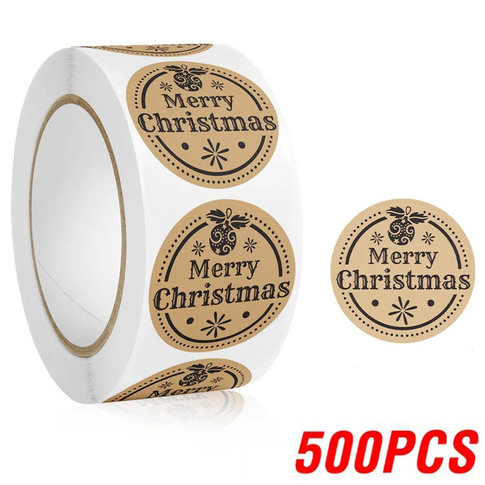100-500pcs Merry Christmas Santa Claus Labels Stickers for Gift Package Card Envelope Wrapping Party Baking Small Business (Online Order Only)