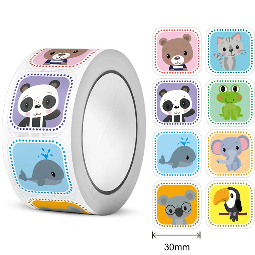 300pcs/Roll Cute Animal Motivational Stickers for Kids Reward & Self-Adhesive Labels for Elementary Students Stationery Stickers (ONLINE ORDER ONLY)