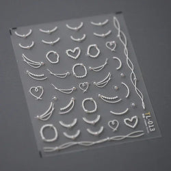 Chic Halo Dyeing Zebra Stripes Tender Black White Line Design Crescent Moon Arc Adhesive Nail Art Sticker Relief Manicure Decals (Online Order Only)