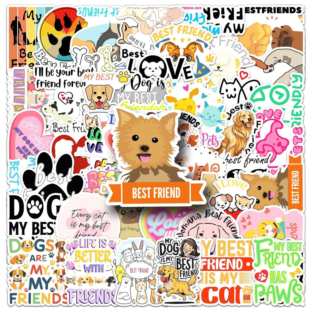 10/30/50PCS Pets are Best Friends Stickers Dog Cat Aniamls Decals Graffiti DIY Luggage Laptop Guitar Bike Skateboard Sticker Toy (ONLINE ORDER ONLY)