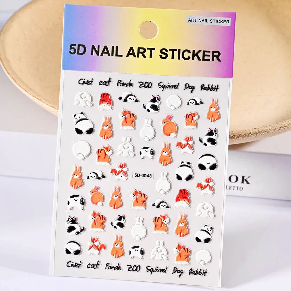 Summer Sea Shell 5D Nail Art Sticker Tropical Beach Coconut Slippers Decals Embossed  Conch Starfish Ocean Theme Nail Art Decor* (ONLINE ORDER ONLY)