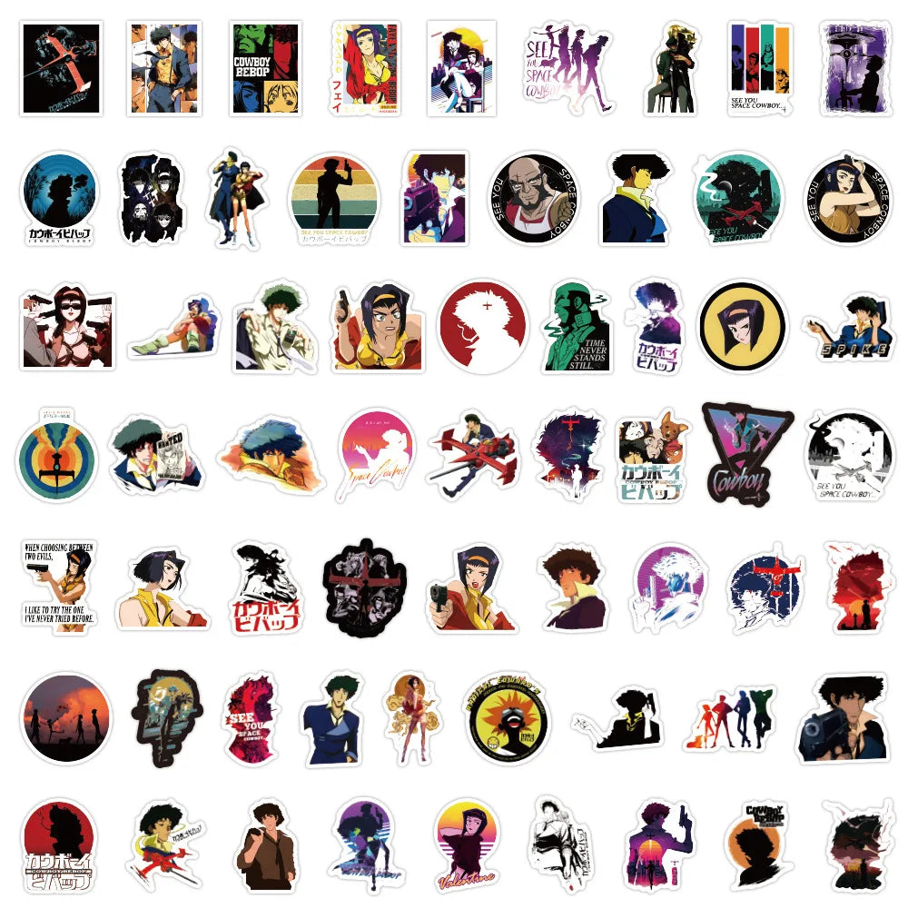 60pcs Cowboy Bebop Cartoon Graffiti Stickers Suitcase Guitar Notebook Decorative Waterproof Stickers (Online Order Only)