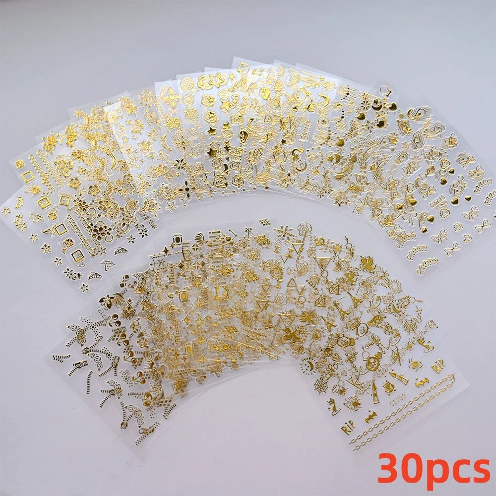 30pcs Black Flowers Nail Art Stickers 3D Self Adhesive Daisy Floral Nail Tips Design Decals Manicure Supplies For Women & Girls* (ONLINE ORDER ONLY)