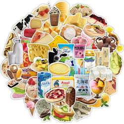 Kawaii Food Milk Stickers Pack - Cartoon Decals for Luggage, Laptop, Guitar, Bicycle, Car (Online Order Only)