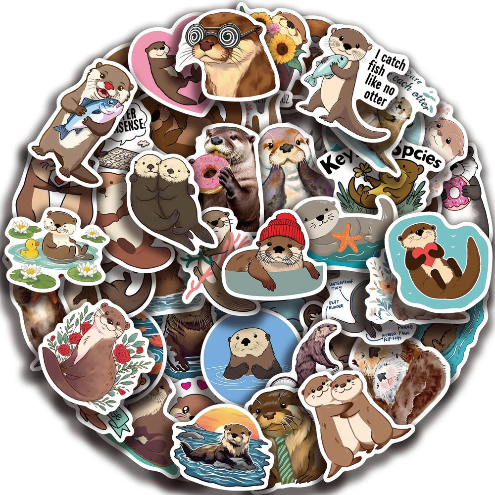 50PCS Cute Otter Animal Cartoon Sticker Decals DIY Phone Laptop Stationery Waterproof Kawaii Kids Decoration Sticker Toys (ONLINE ORDER ONLY)